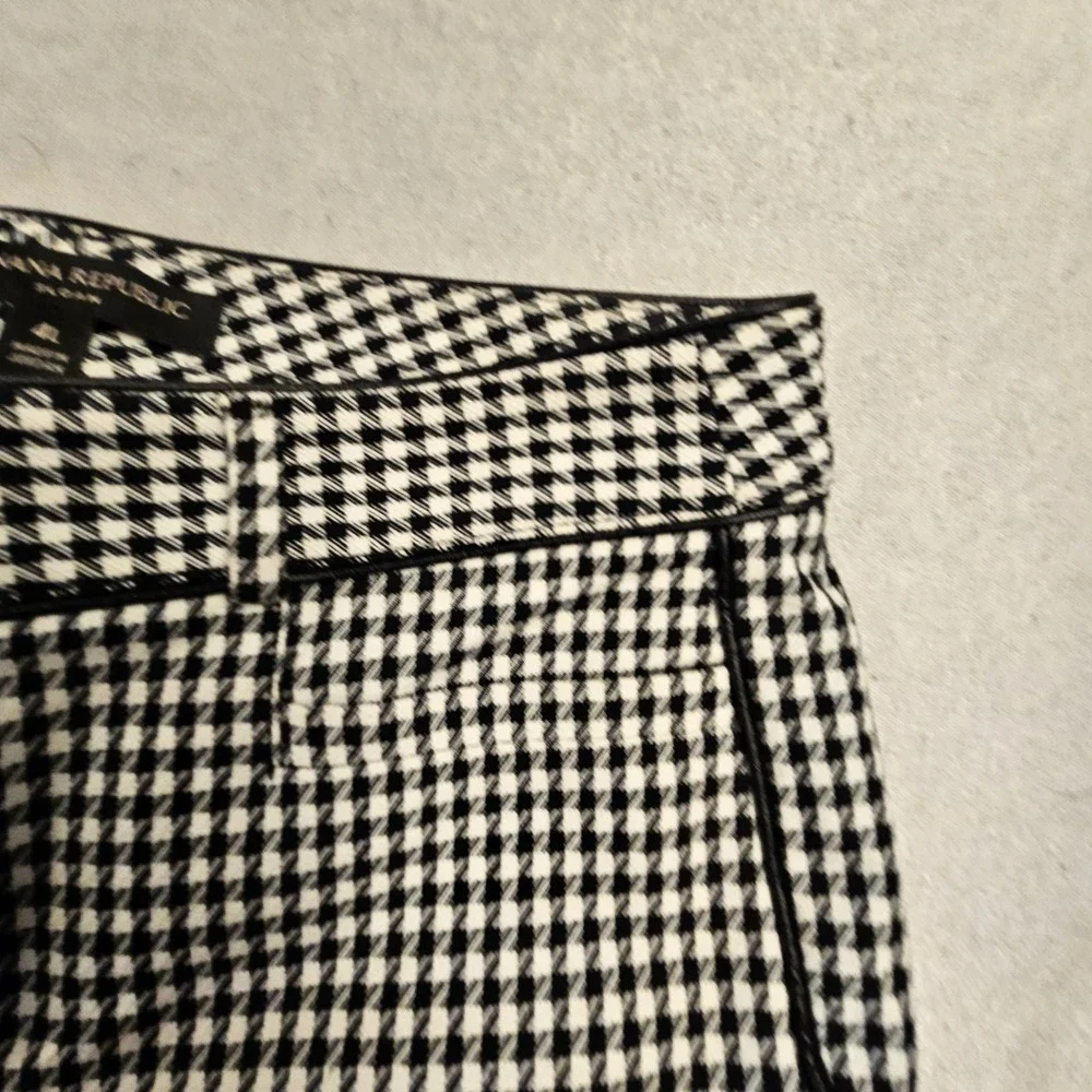 Banana Republic Sloan Houndstooth Slim Pants Black White 4L Long Tall Office